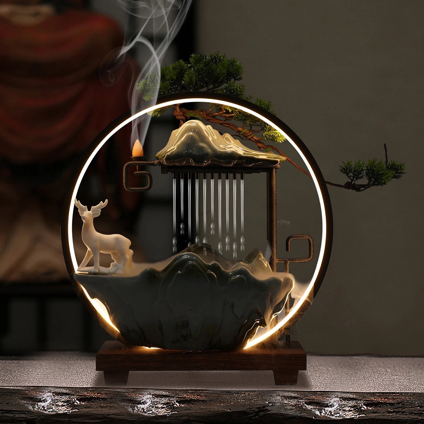 Tabletop Water Fountain LED Light and Mist Effect