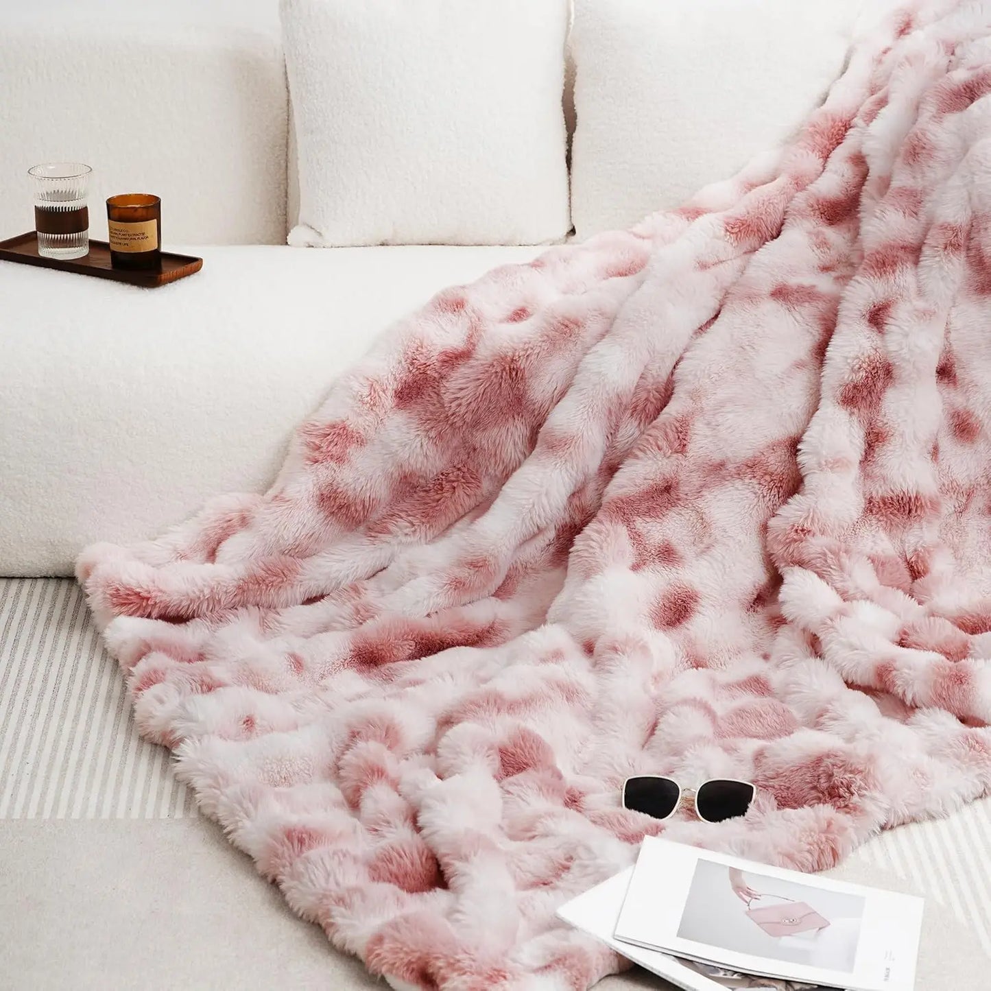 1PC Cozy Faux Rabbit Fleece Blanket | Throw