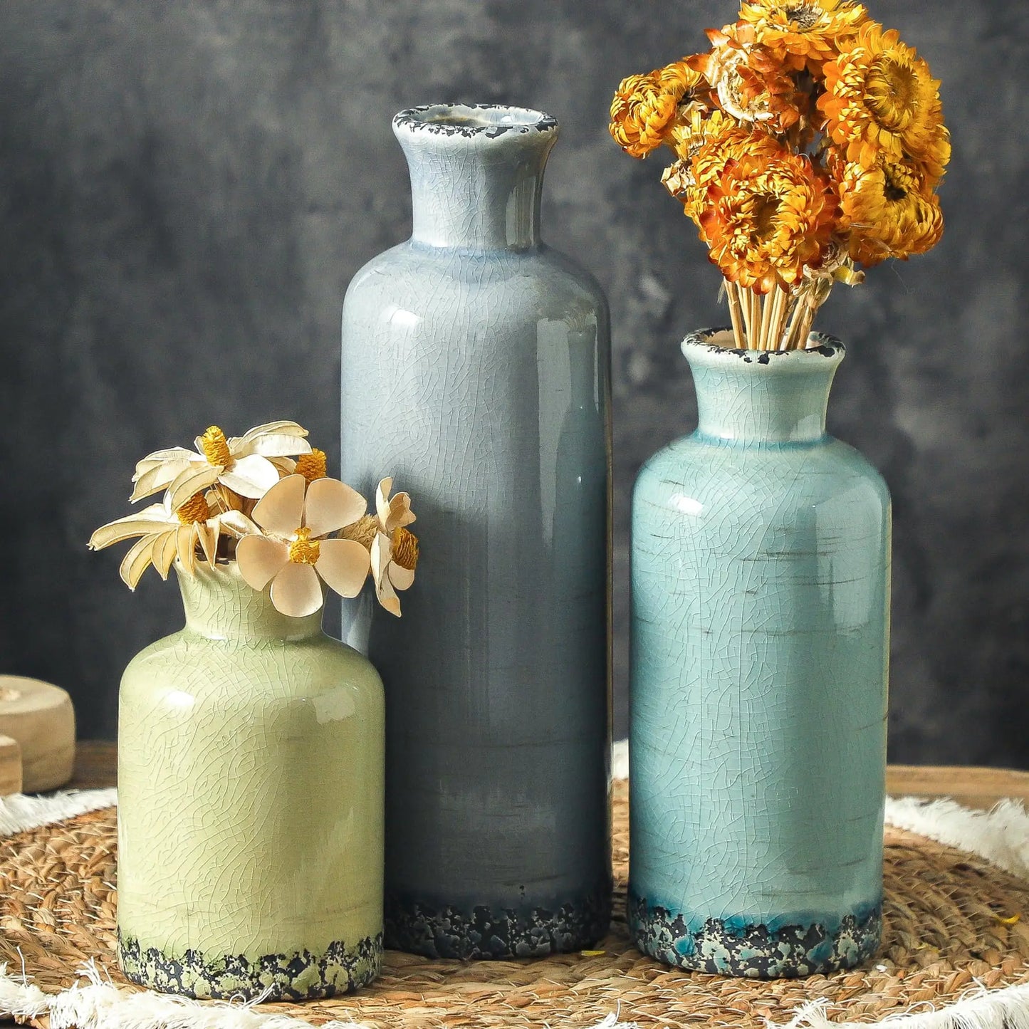 Vintage Ceramic Flower Vase Set of 3