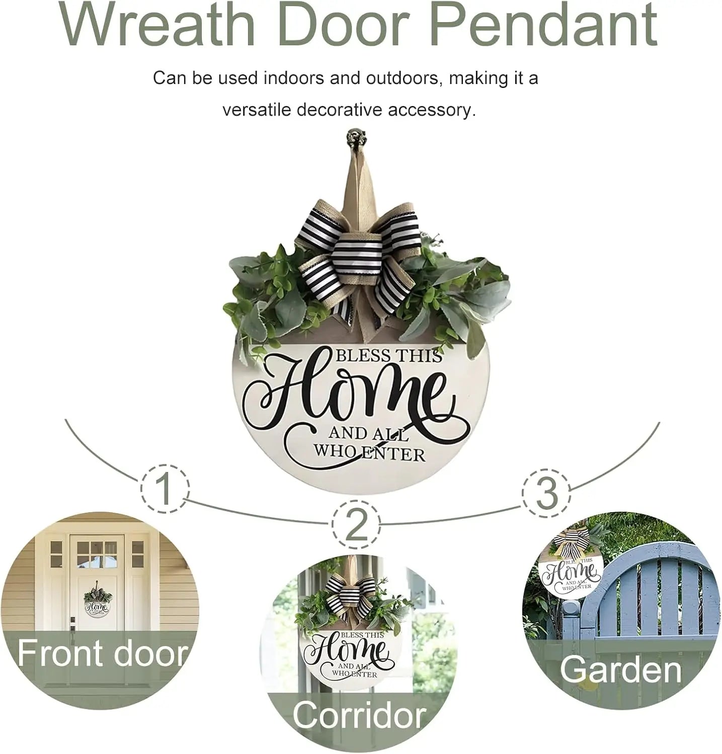 Bless This Home Welcome Wood/Wreath Sign