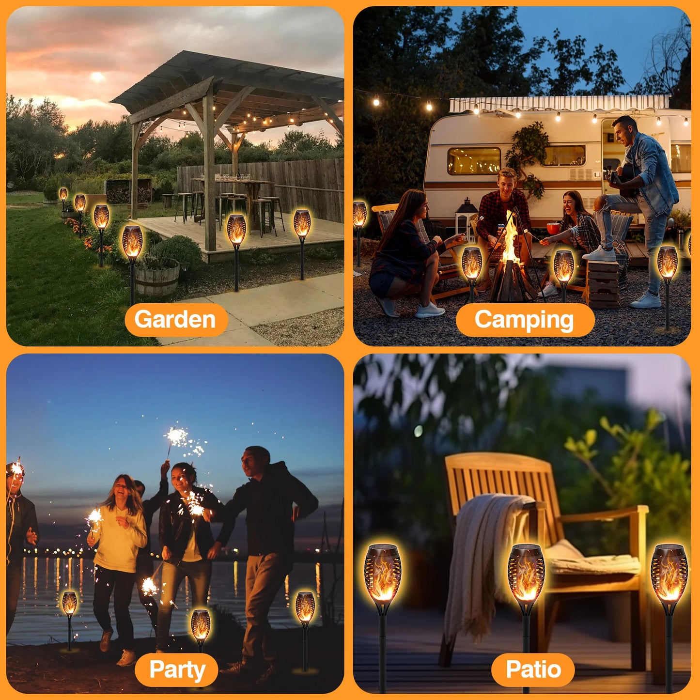 6Pack Solar Powered LED Flickering Flame Lights