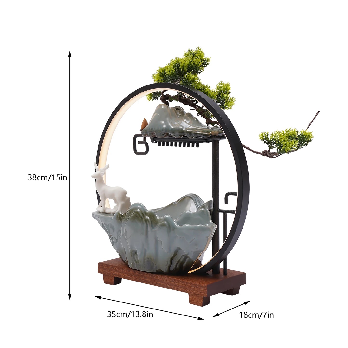 Tabletop Water Fountain LED Light and Mist Effect