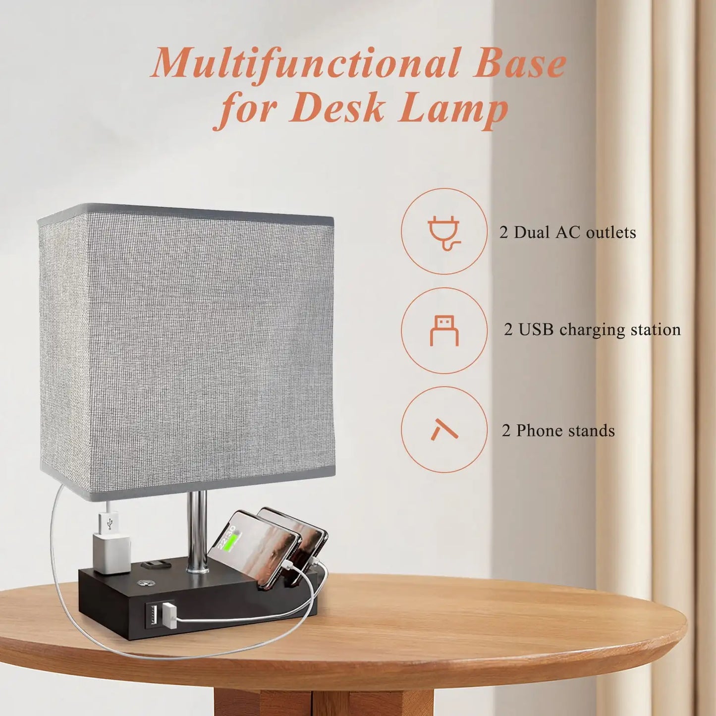 15.7" Lamp Dual Fast USB Charging Ports