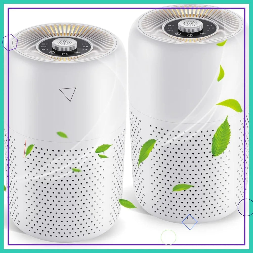 2-Pack Quiet Air Purifiers w/ Aromatherapy & Night Light
