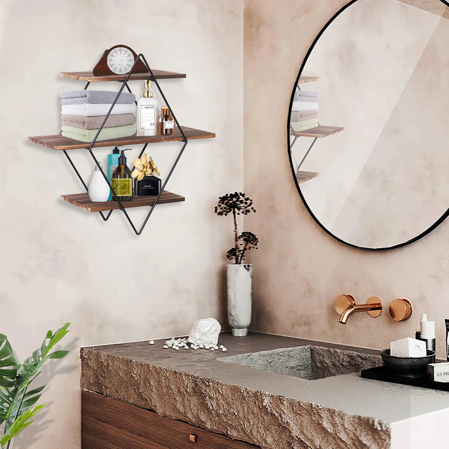 3 Tier Heavy Duty Wood Floating Shelf