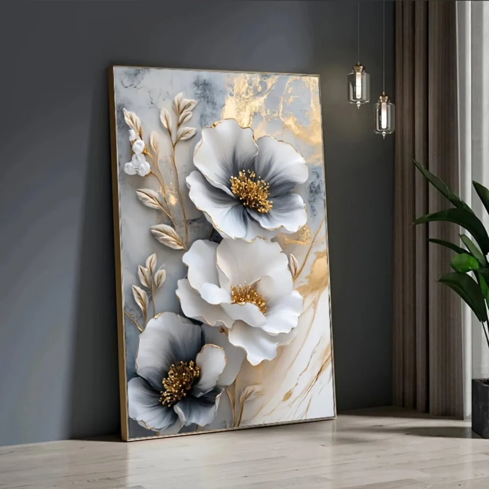Luxury Canvas Mural Framed 3D Floral Painting