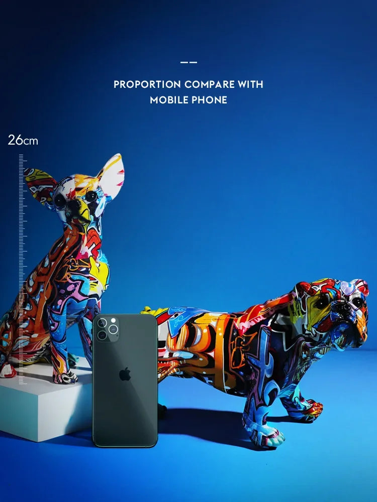 Creative Painted Graffiti Resin Dog Home Decoration