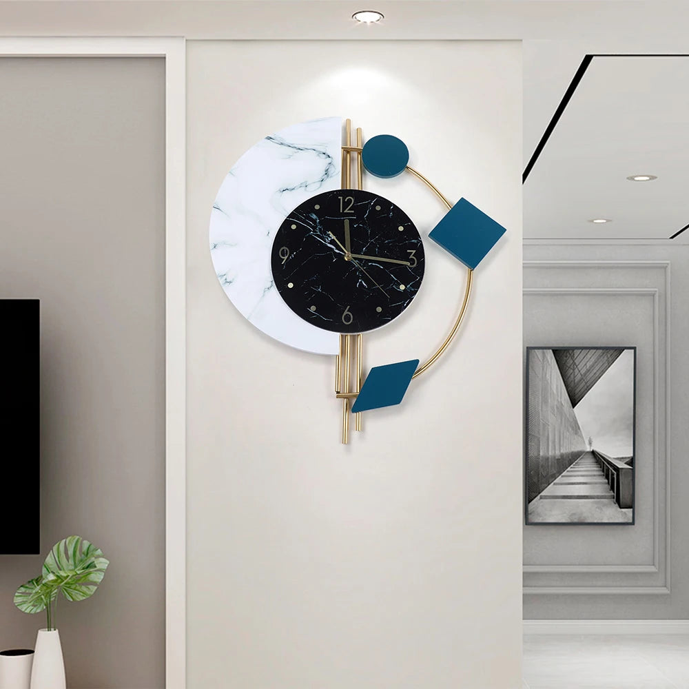 Creative Semicircle Marble Quartz Silent Wall Clock