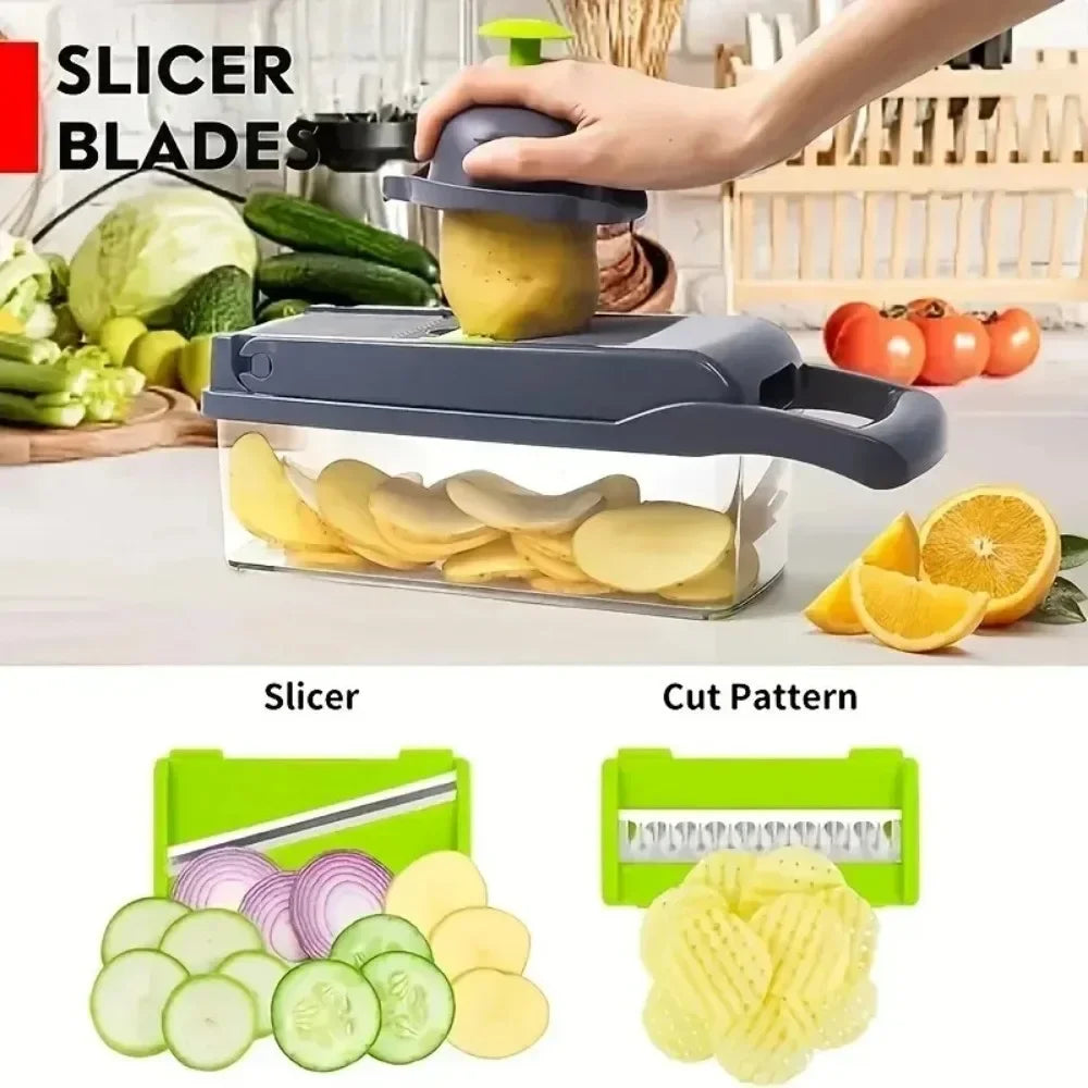 Multifunctional Vegetable Chopper Food Slicer Dicer Grater w/ Handle