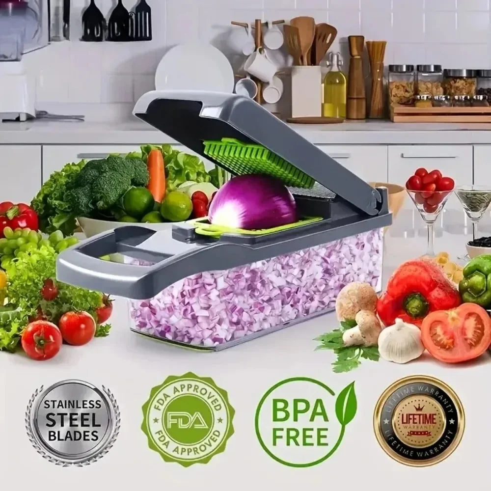 Multifunctional Vegetable Chopper Food Slicer Dicer Grater w/ Handle