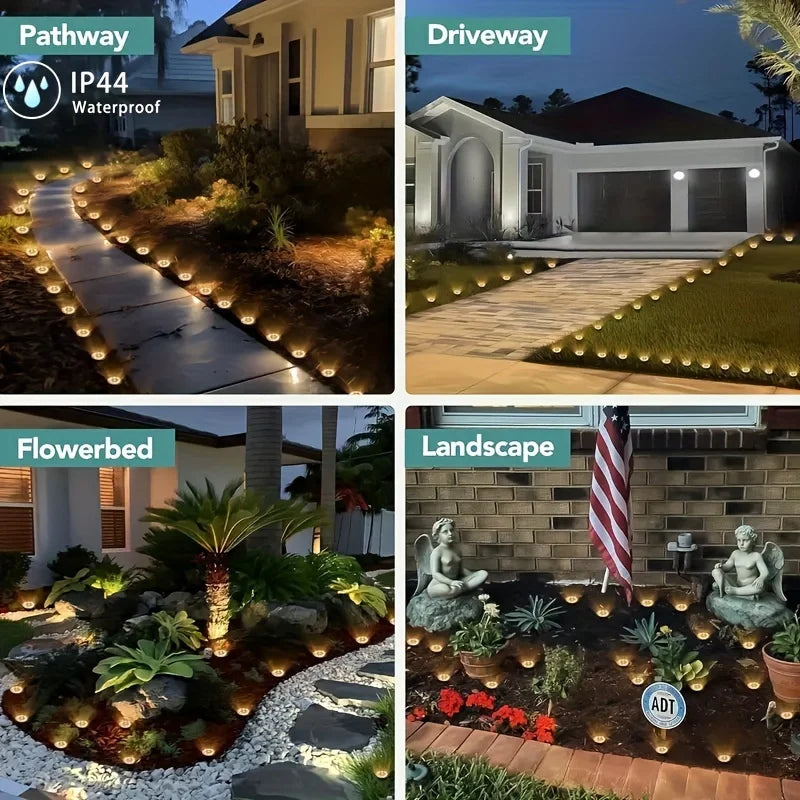 8 Pcs LED Solar Power Disk Outdoor Garden Lights