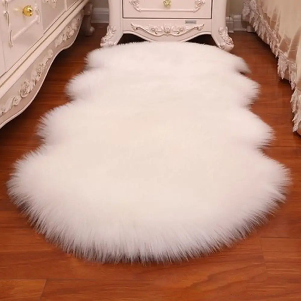 Washable Fluffy Shaggy Non-Slip Faux Fur Sheepskin Rug