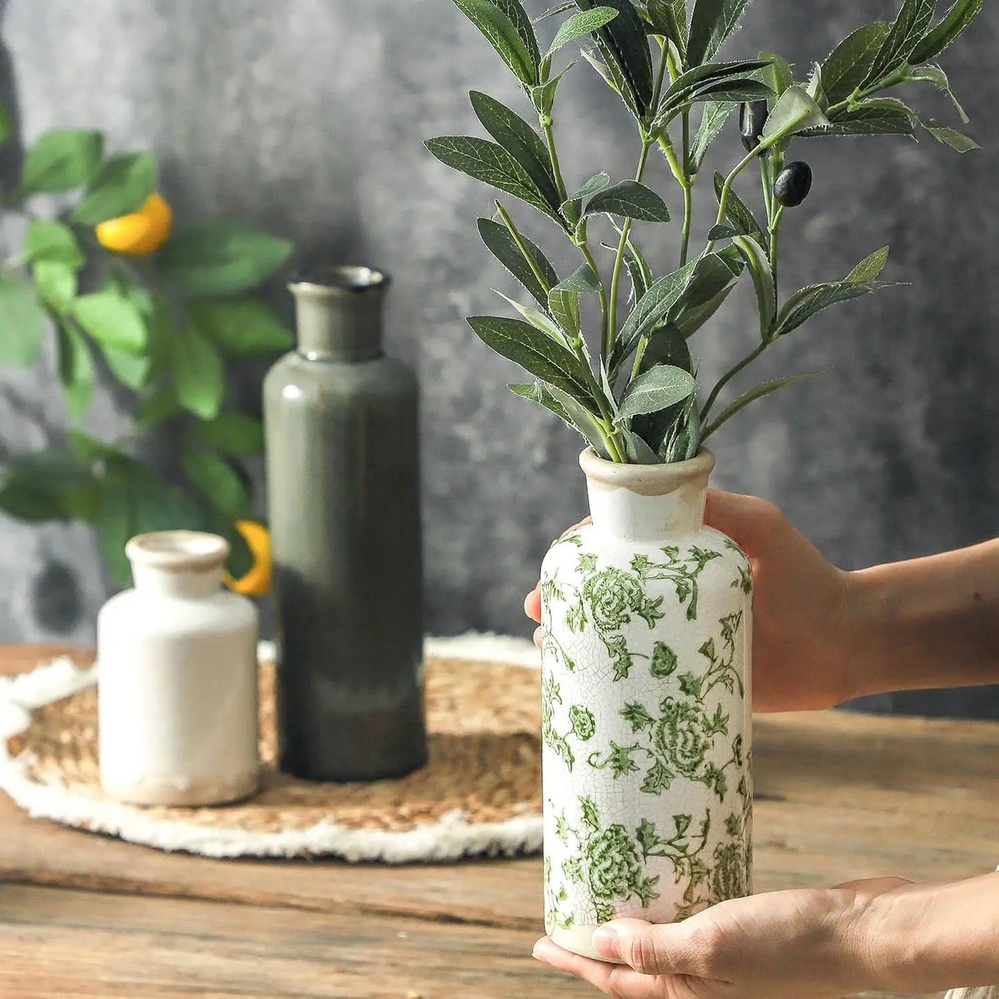 Vintage Ceramic Flower Vase Set of 3