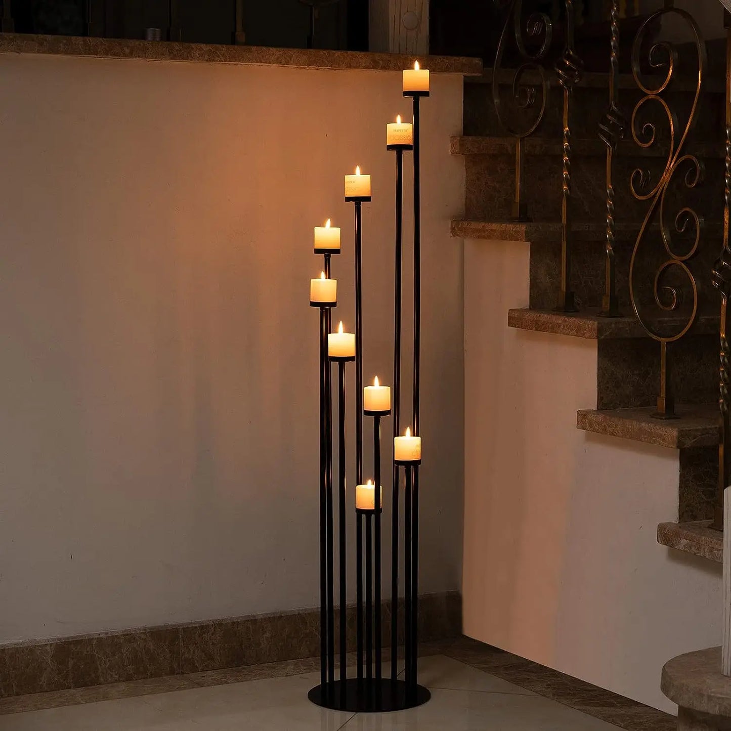 9 Arms Pillar Tapper Candle Holders Candelabra