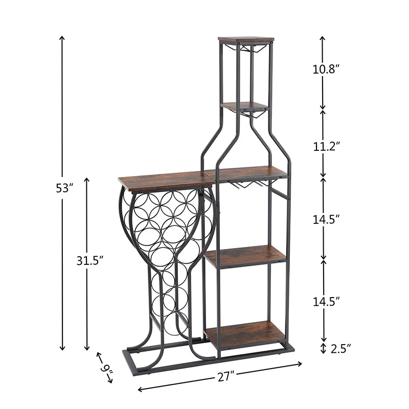 5-Tier Wine Rack w/ Hanging Wine Glass Holder