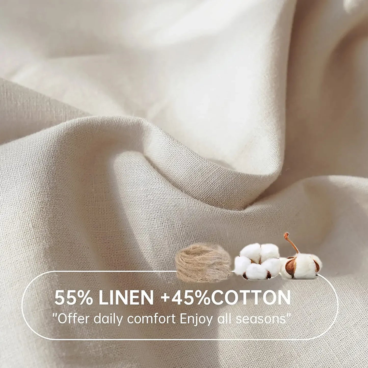 Simple&Opulence Linen Fitted Sheet (1 Piece) Flax Cotton