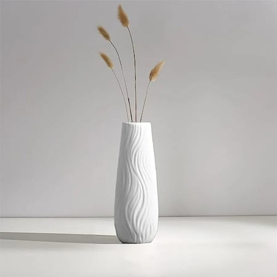 Classic Style Ceramic Flower Vase, 8.4" H