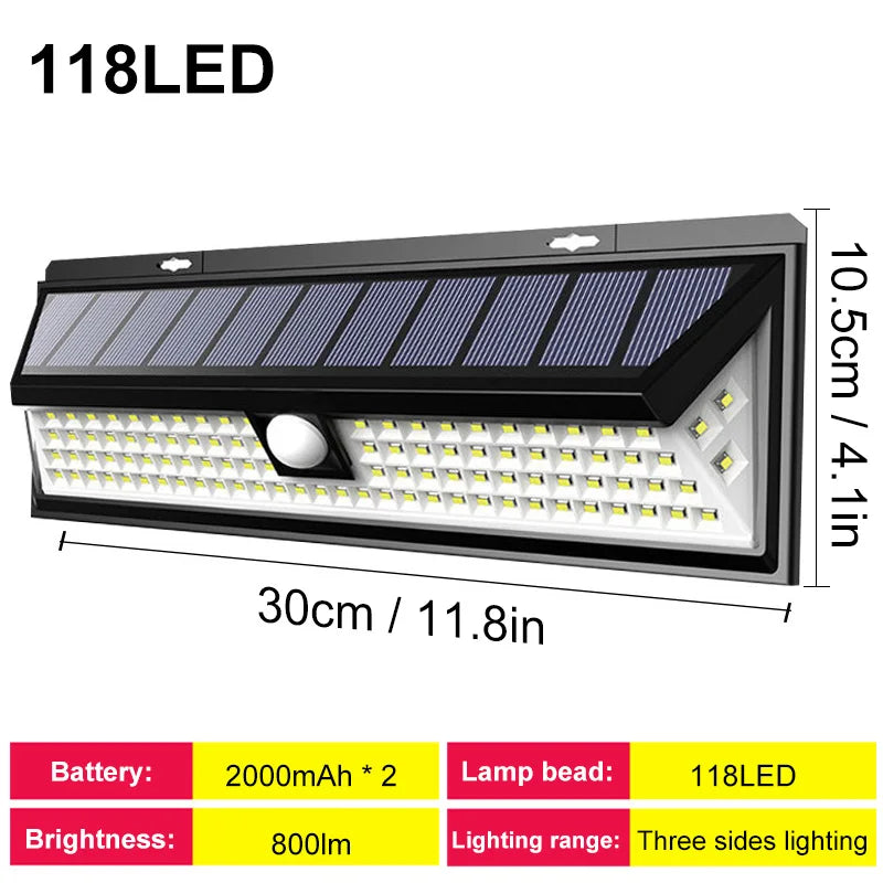 118LED Lights Outdoor Solar Lamp Motion Sensor