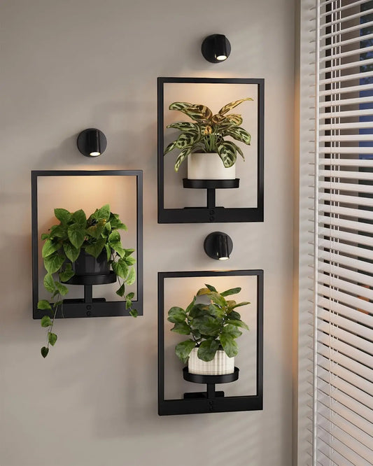 3-Pack Hanging Planters with Lights for Indoor Plants