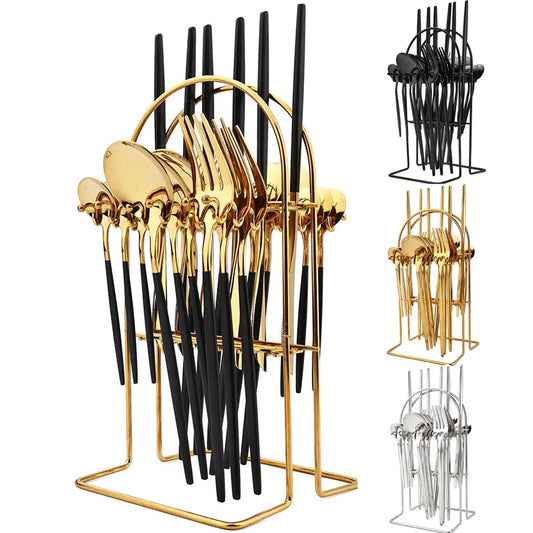 24Pcs Dinnerware Stainless Steel Cutlery Set