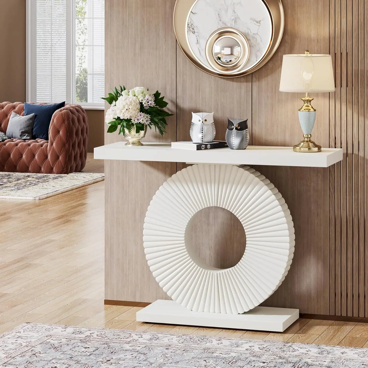 40-Inch Modern Console Table with Geometric Base