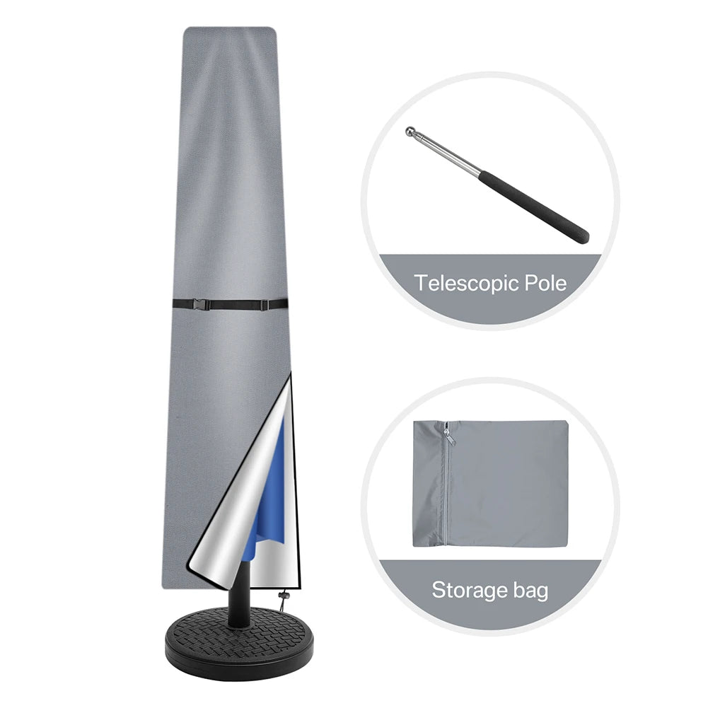 Straight Waterproof Parasol Protective Cover Zip Weatherproof