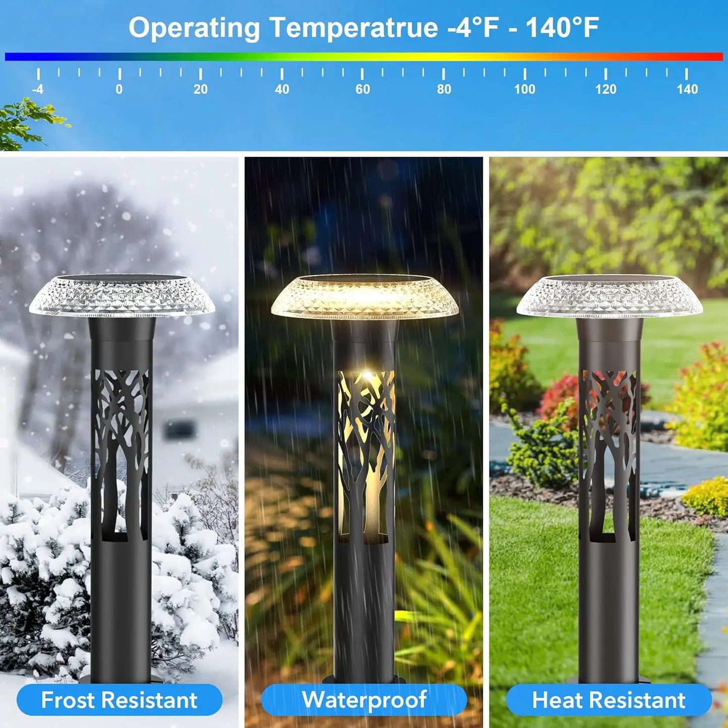 6-Pk Large Solar Pathway Lights w/ 8 Lighting Modes