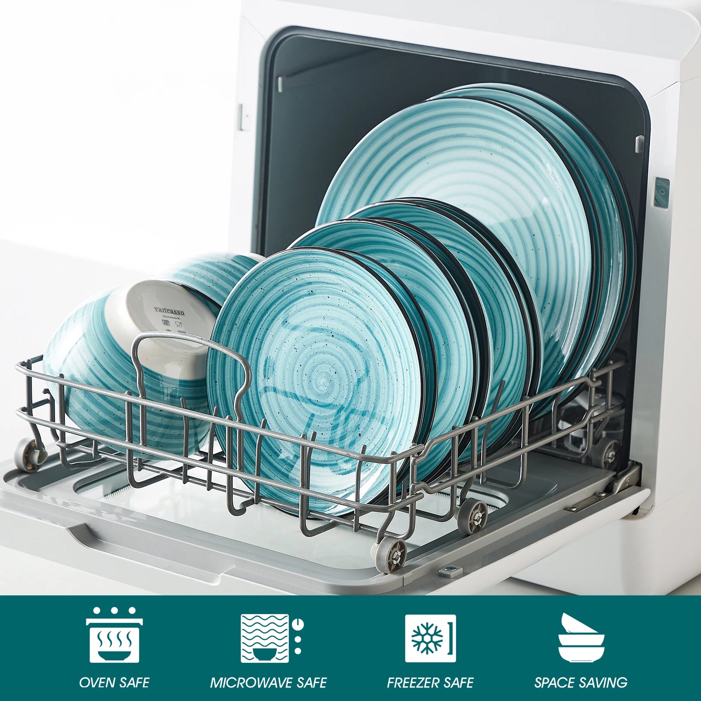 24/48 Piece Blue Spiral Ceramic Dinnerware Sets