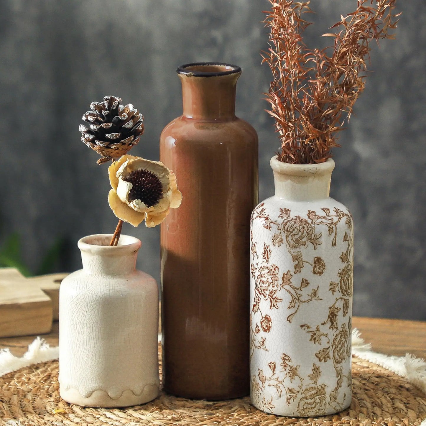 Vintage Ceramic Flower Vase Set of 3
