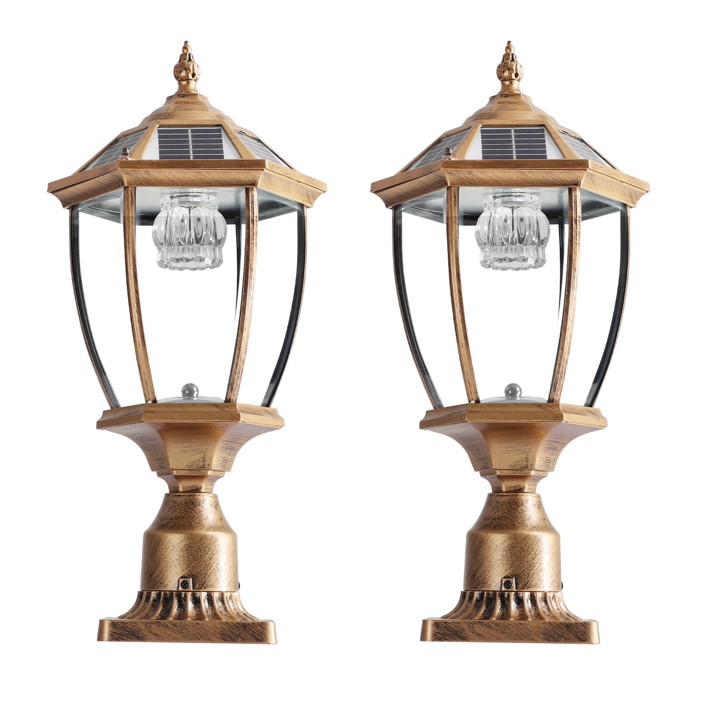 Vintage Solar LED Post Light - Waterproof Outdoor Lantern