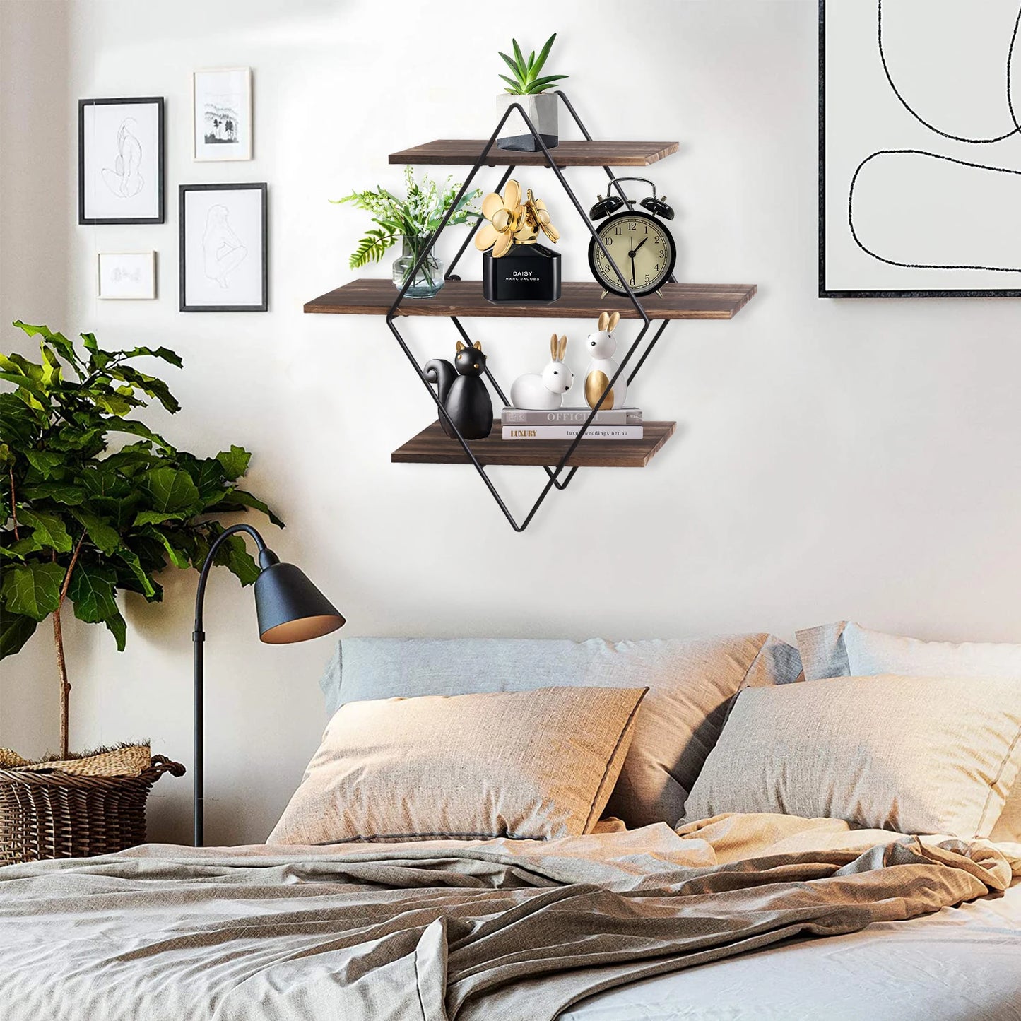3 Tier Heavy Duty Wood Floating Shelf
