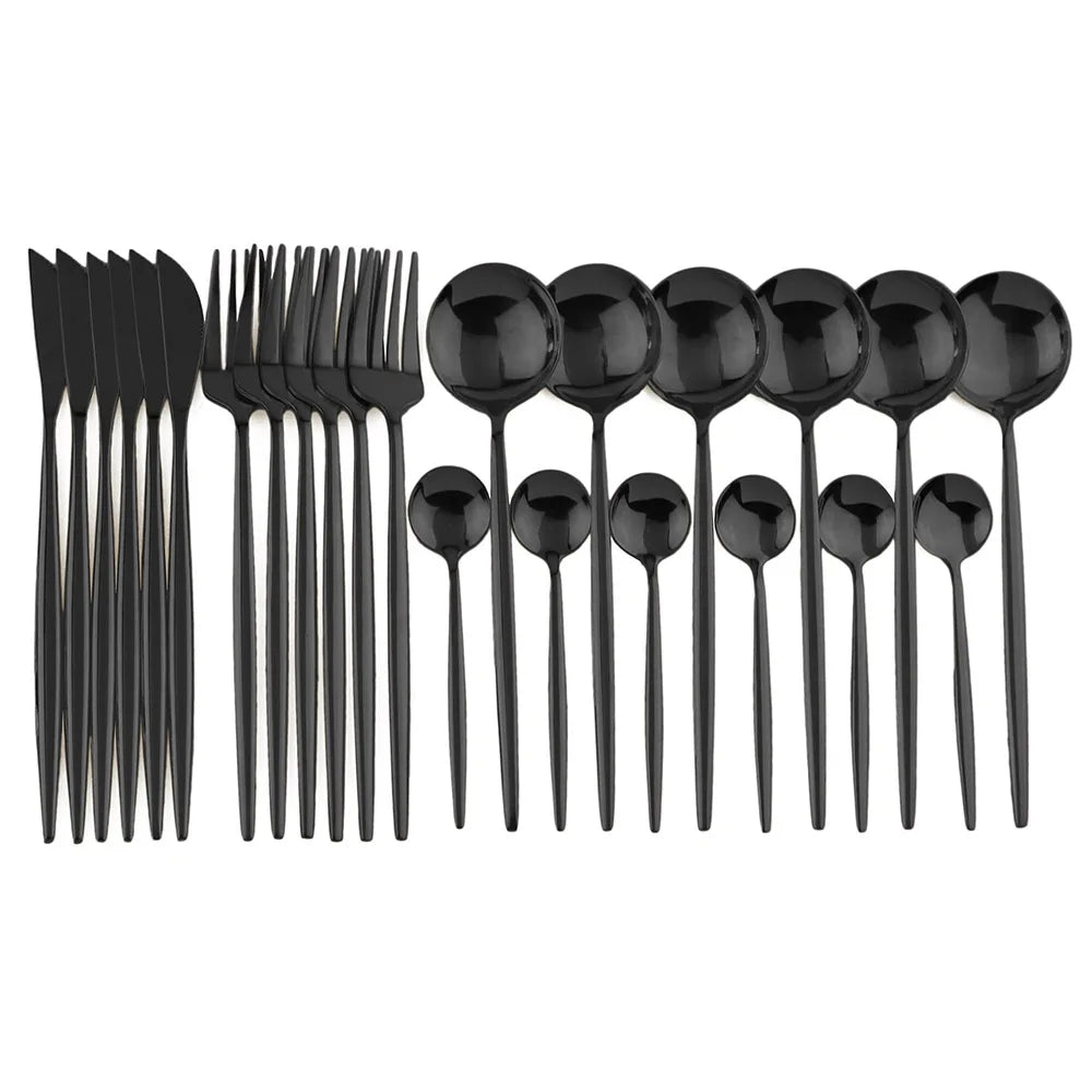 24Pcs Dinnerware Stainless Steel Cutlery Set