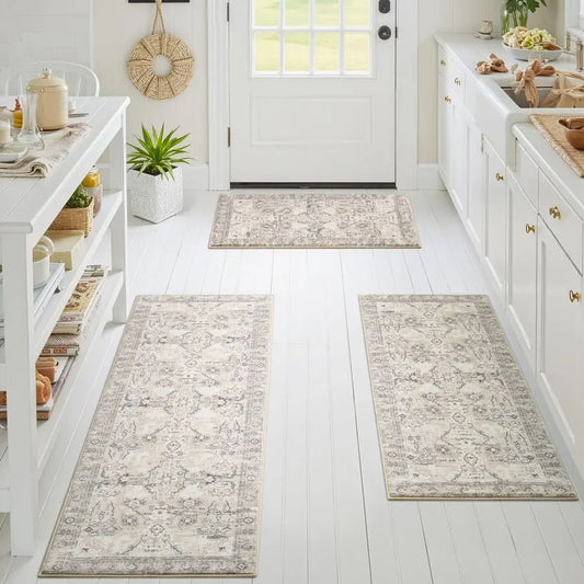 Boho Faux Wool Kitchen Rug Set of 3