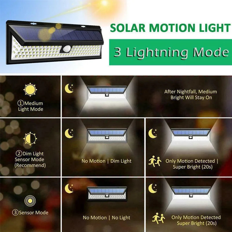 118LED Lights Outdoor Solar Lamp Motion Sensor