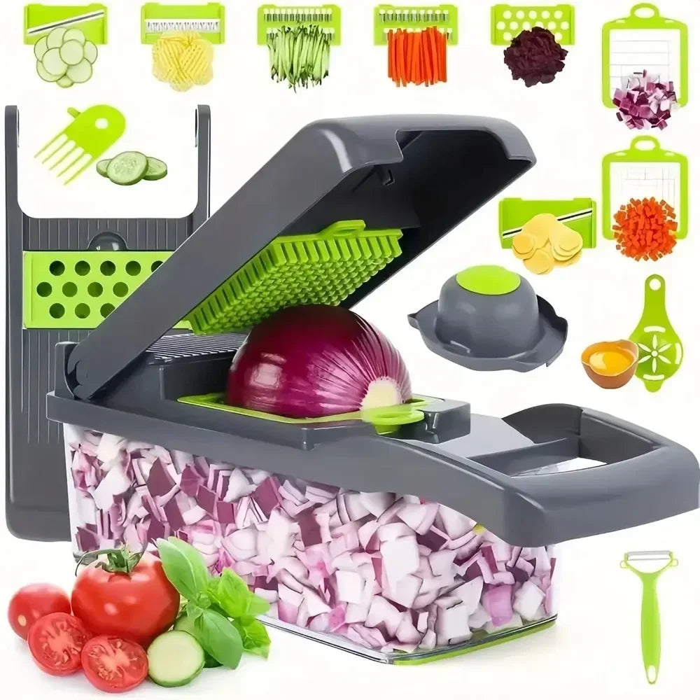 Multifunctional Vegetable Chopper Food Slicer Dicer Grater w/ Handle
