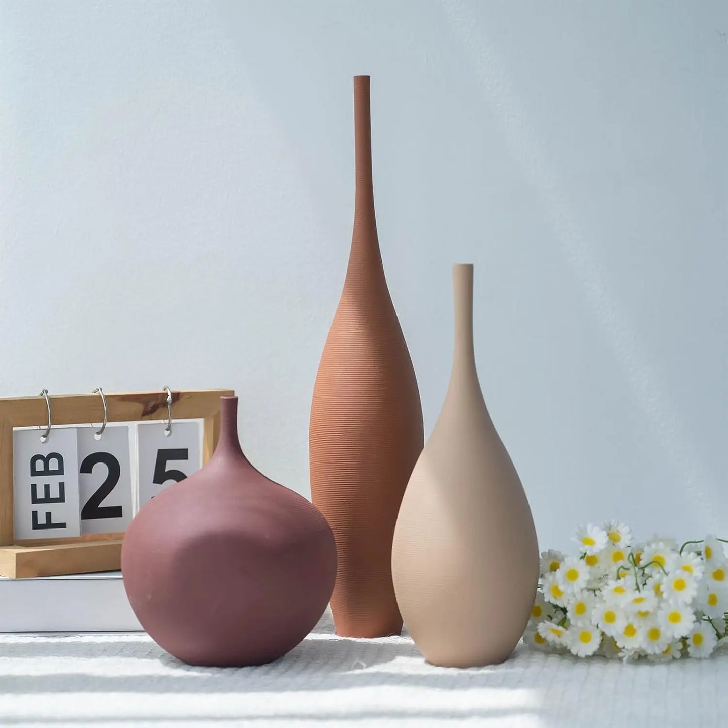 Modern Minimalist Ceramic Vases, Set of 3