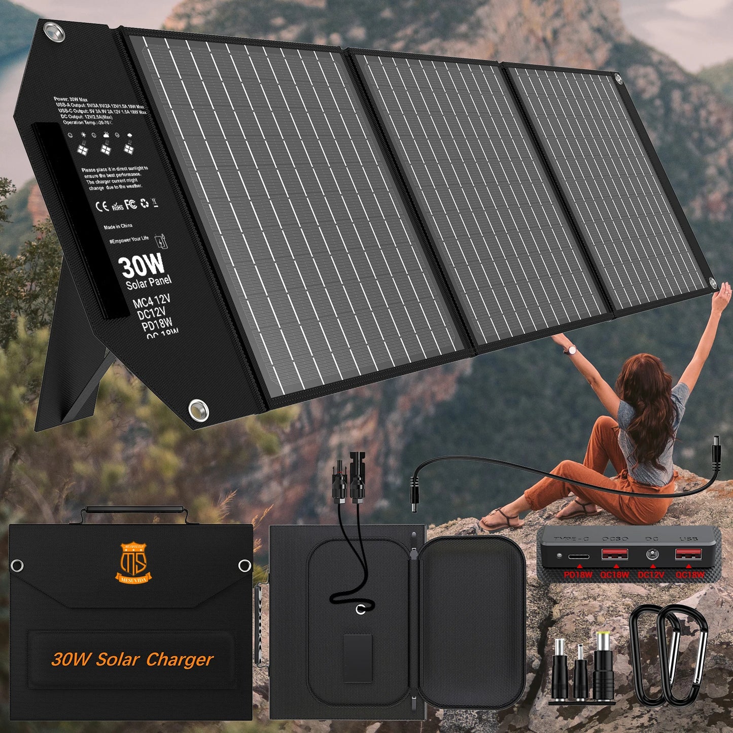 Portable Foldable Solar Panel Travel Ready Charger