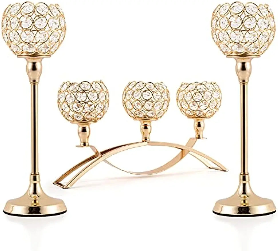 Gold Candle Holders | Tealight Candlestick Centerpieces