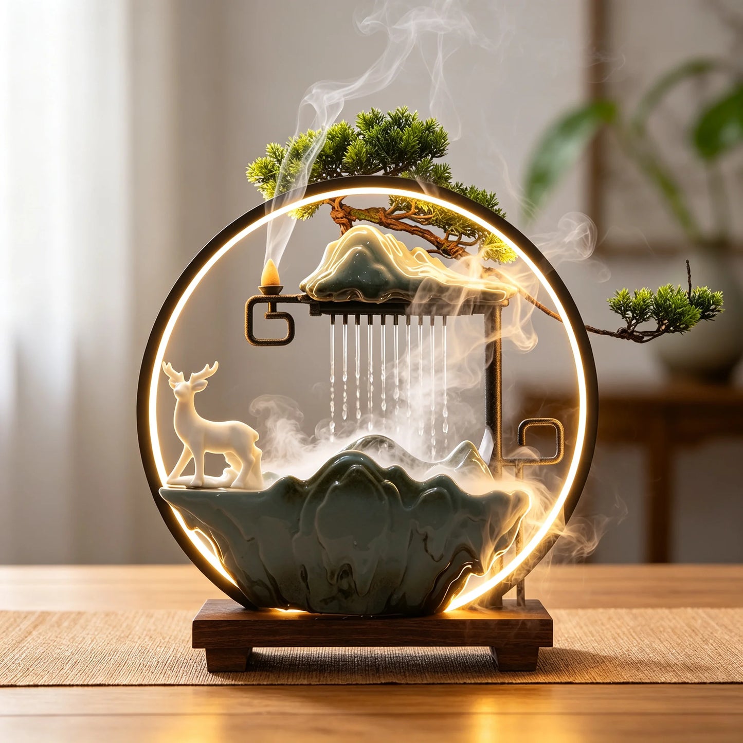 Tabletop Water Fountain LED Light and Mist Effect