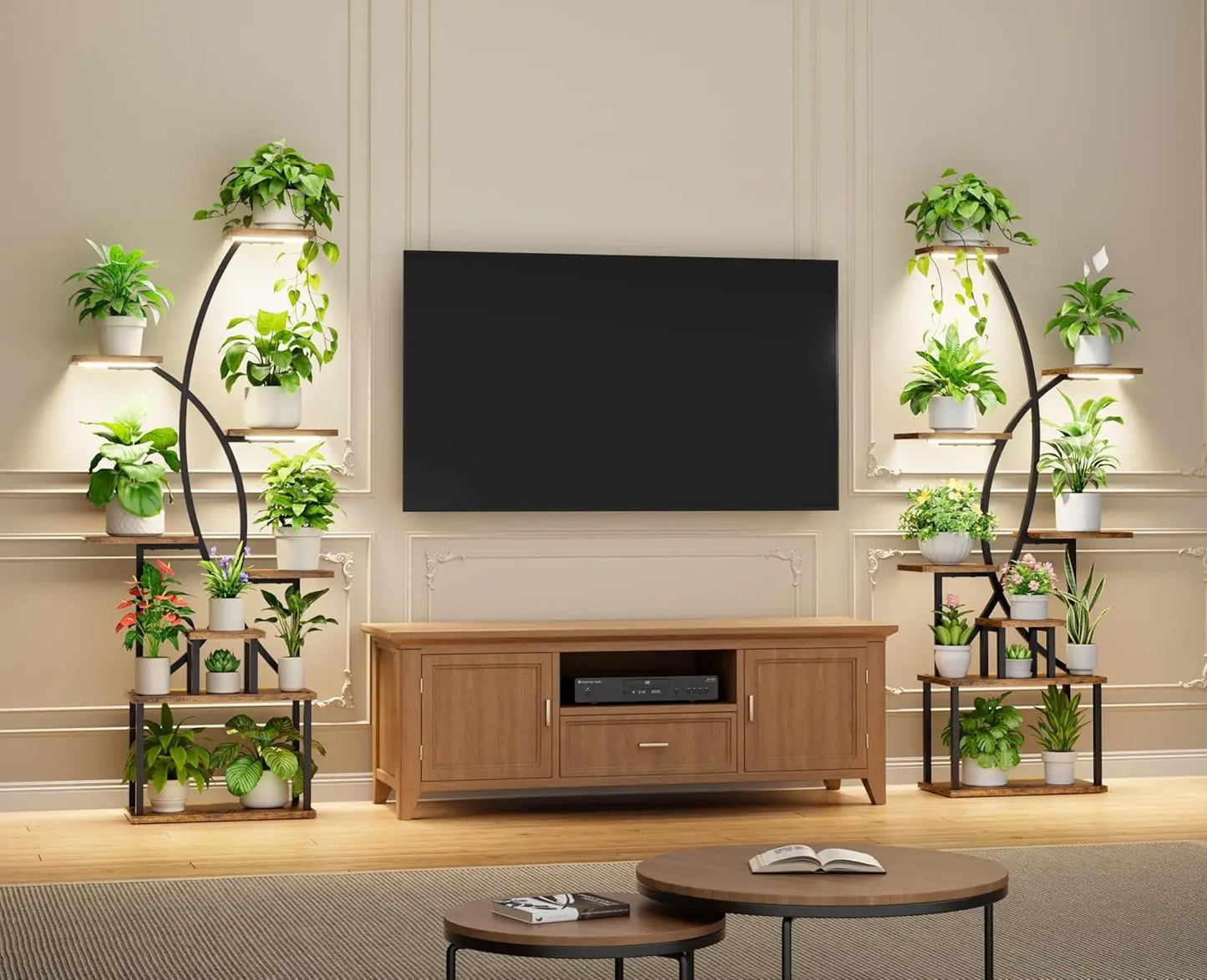 65" Tall Metal Plant Stand with Grow Lights