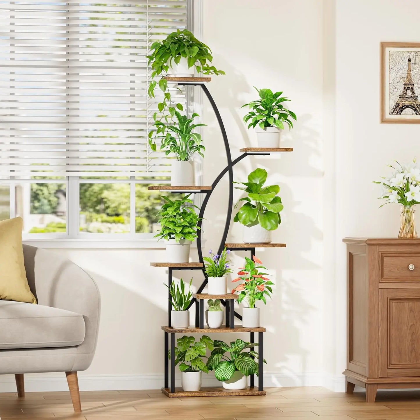 65" Tall Metal Plant Stand with Grow Lights