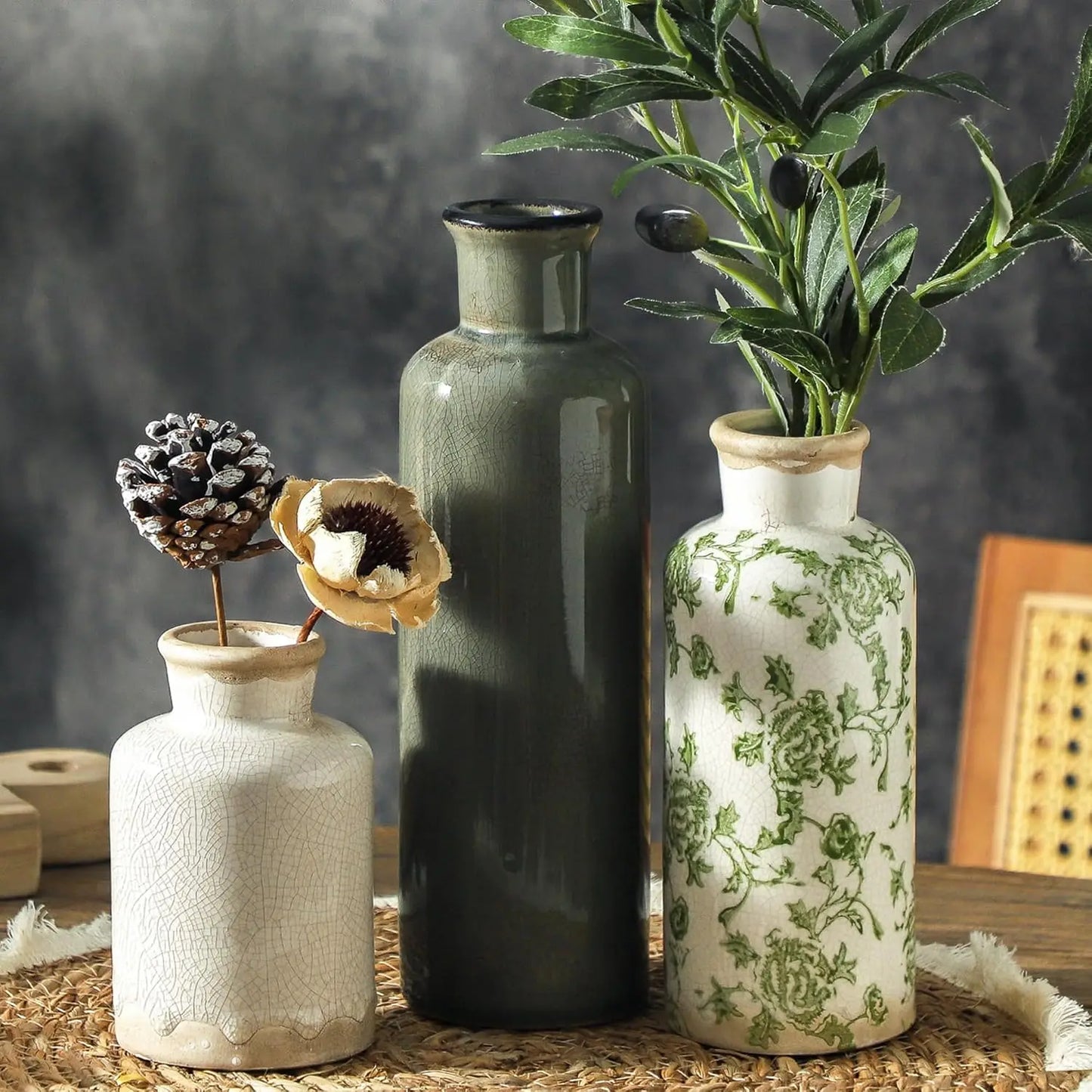 Vintage Ceramic Flower Vase Set of 3