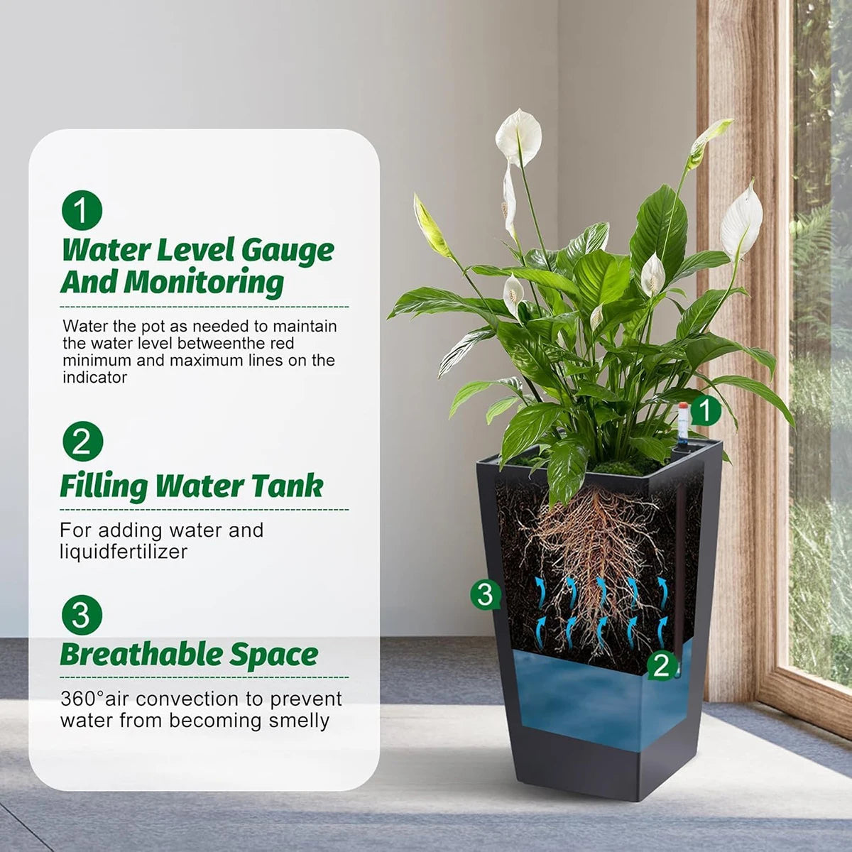Large Rectangular Planters Set of 2, Outdoor Indoor